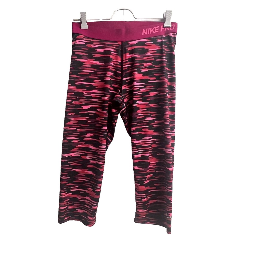 NIKE DRI-FIT Running CROP Leggings PINK CAMO sz L